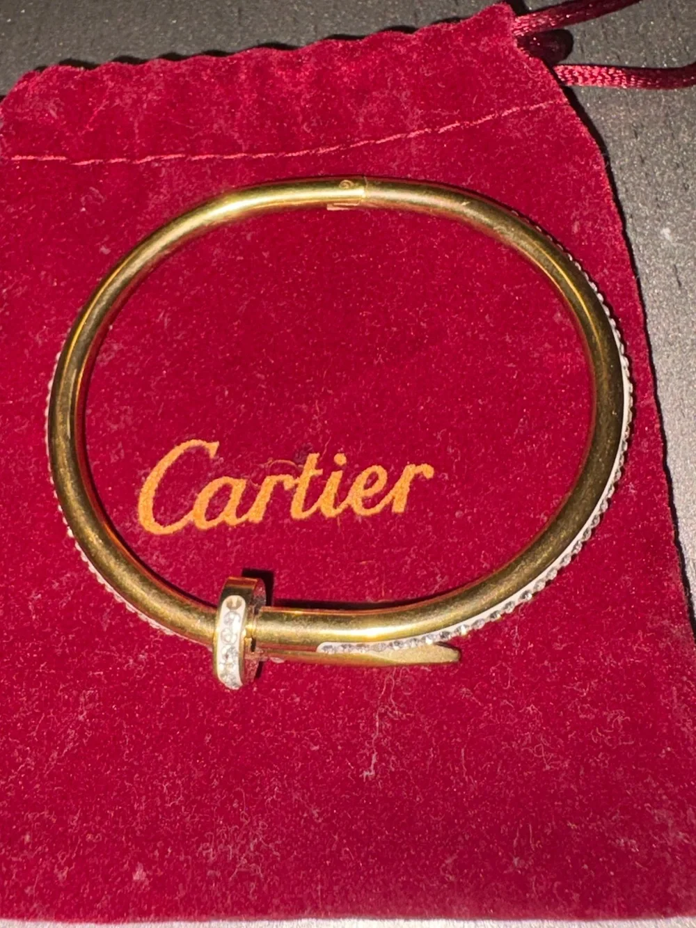 Fashion Gold Tone Bracelet with White crystal like Edge with dust bag